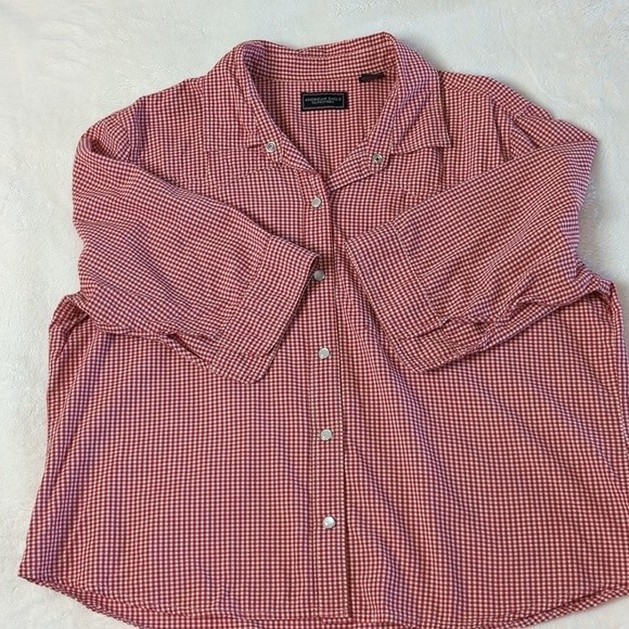 American Eagle Outfitters checkered red and white blouse size XL - Picture 3 of 9